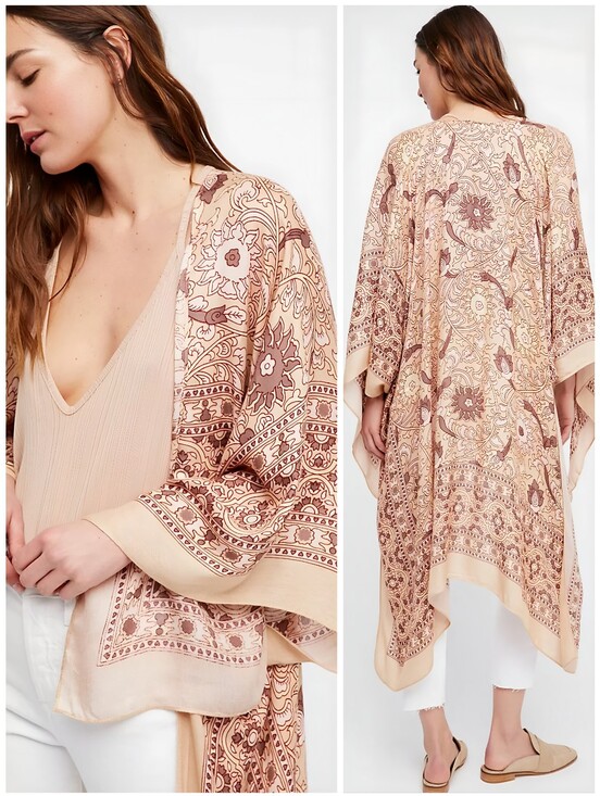 Free People Tops - Free People Tan and Blush Paisley Kimono